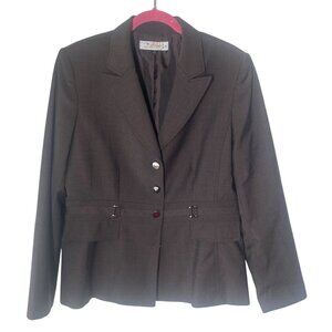 Tahari Arthur S. Levine Wool Blend Blazer Size 14 Dark Gray‎ Career Office